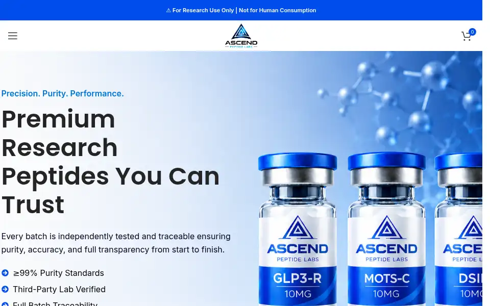 Screenshot of ascendpeptidelabs.com