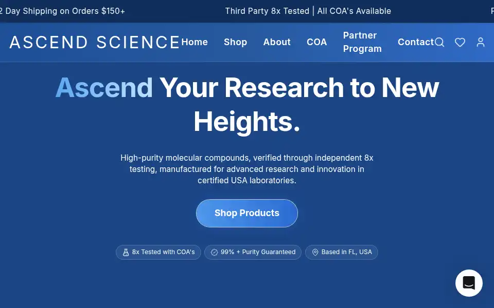 Screenshot of ascensionlaboratories.com