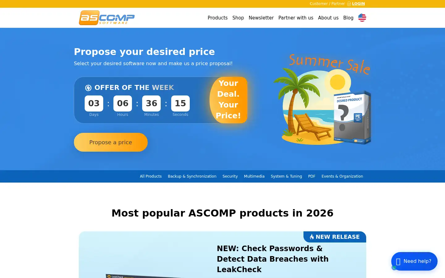 Screenshot of ascomp.de
