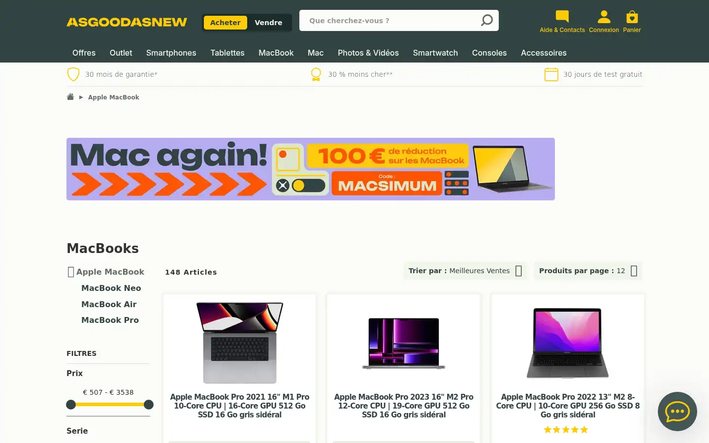 Screenshot of asgoodasnew.fr