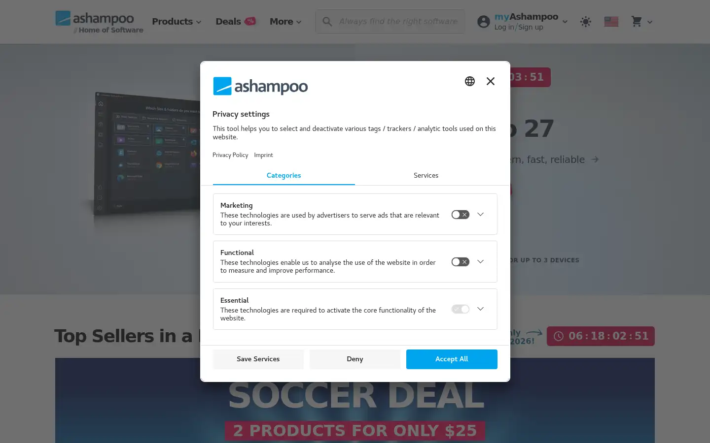 Screenshot of ashampoo.com