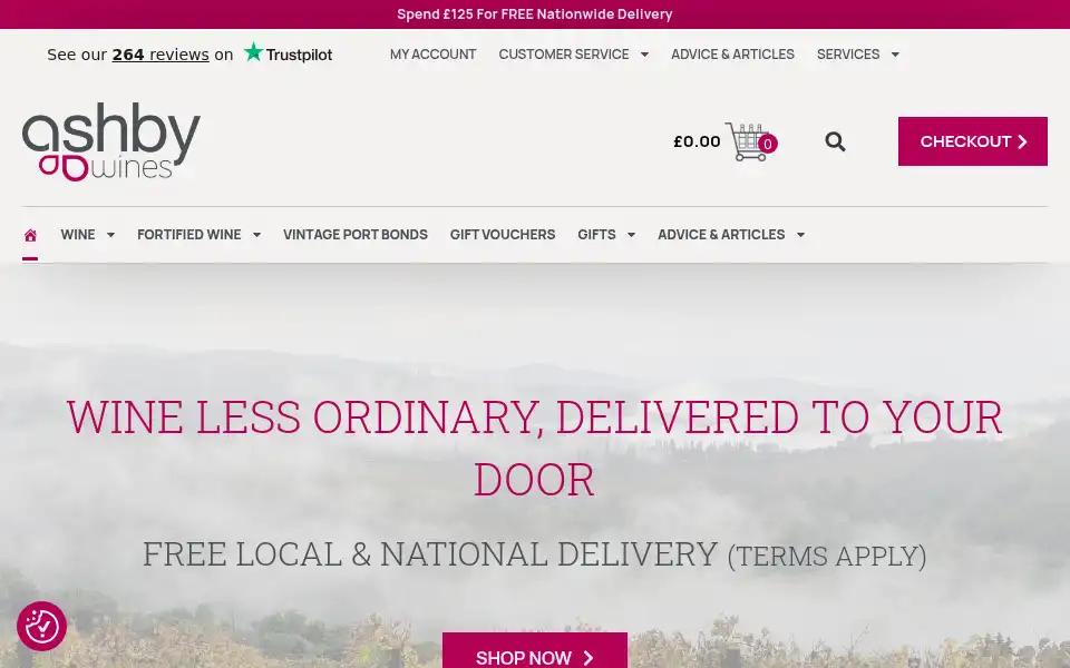 Screenshot of ashbywines.com