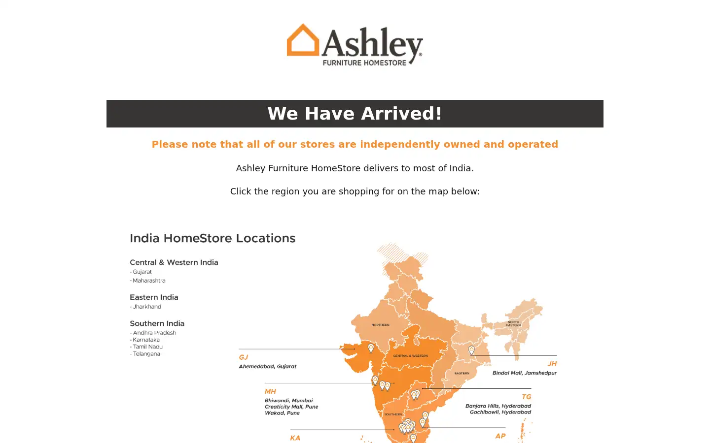 Screenshot of ashleyfurniture.in