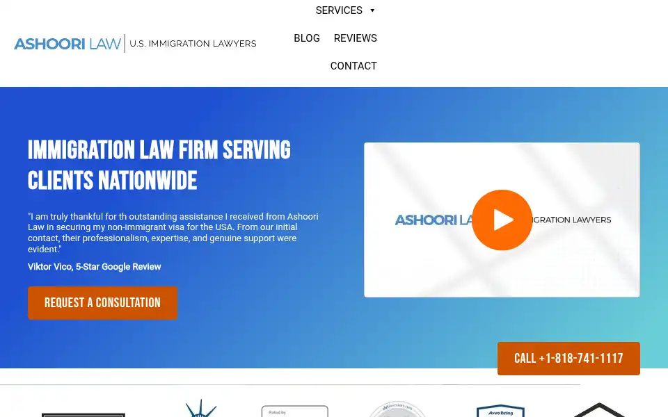 Screenshot of ashoorilaw.com