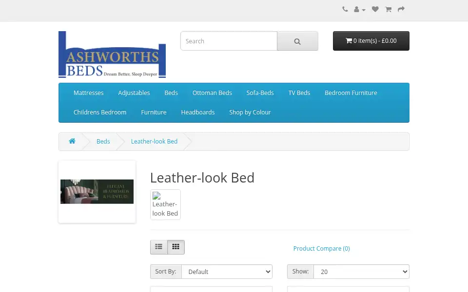 Screenshot of ashworthsbeds.co.uk