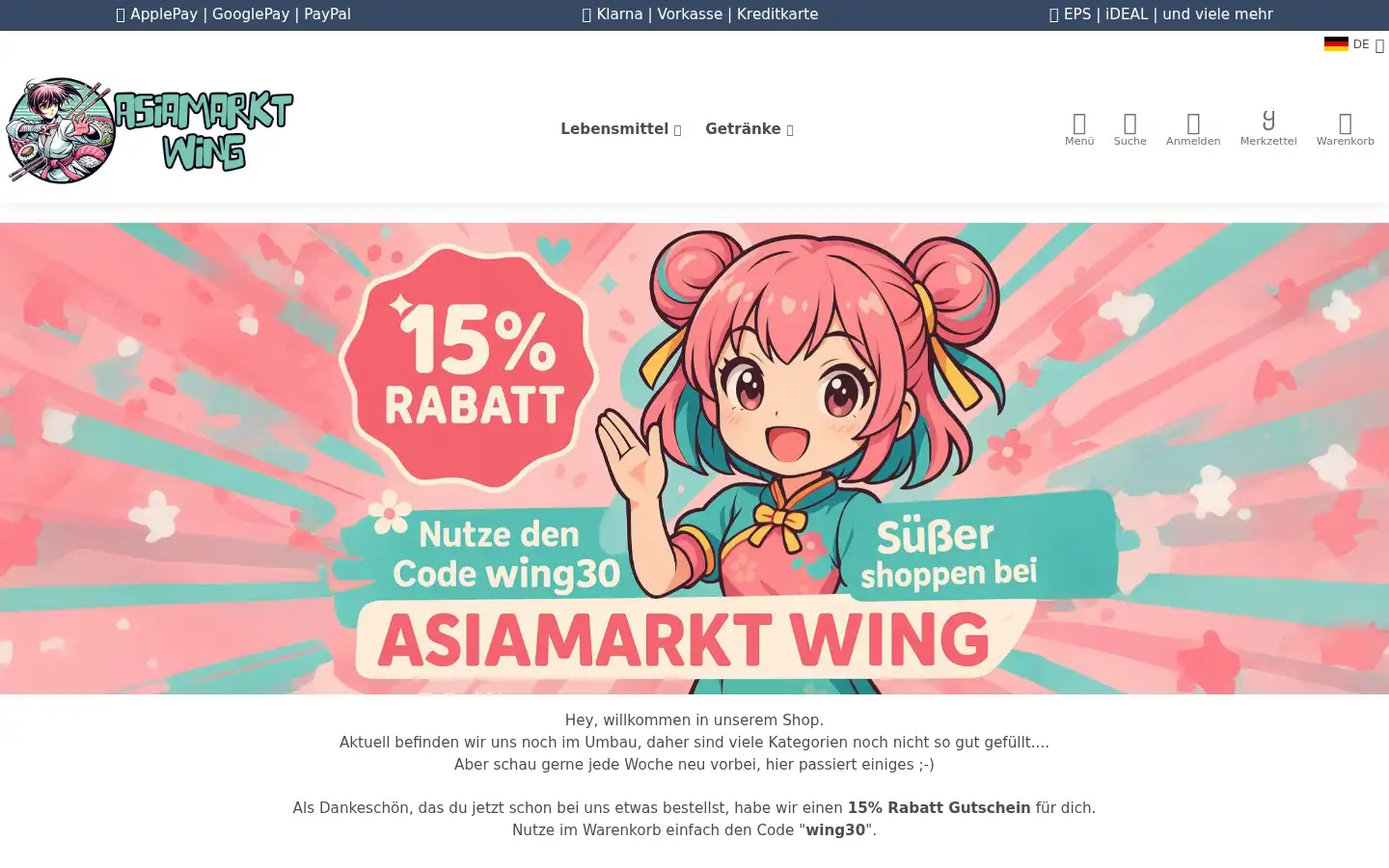 Screenshot of asiamarkt-wing.de