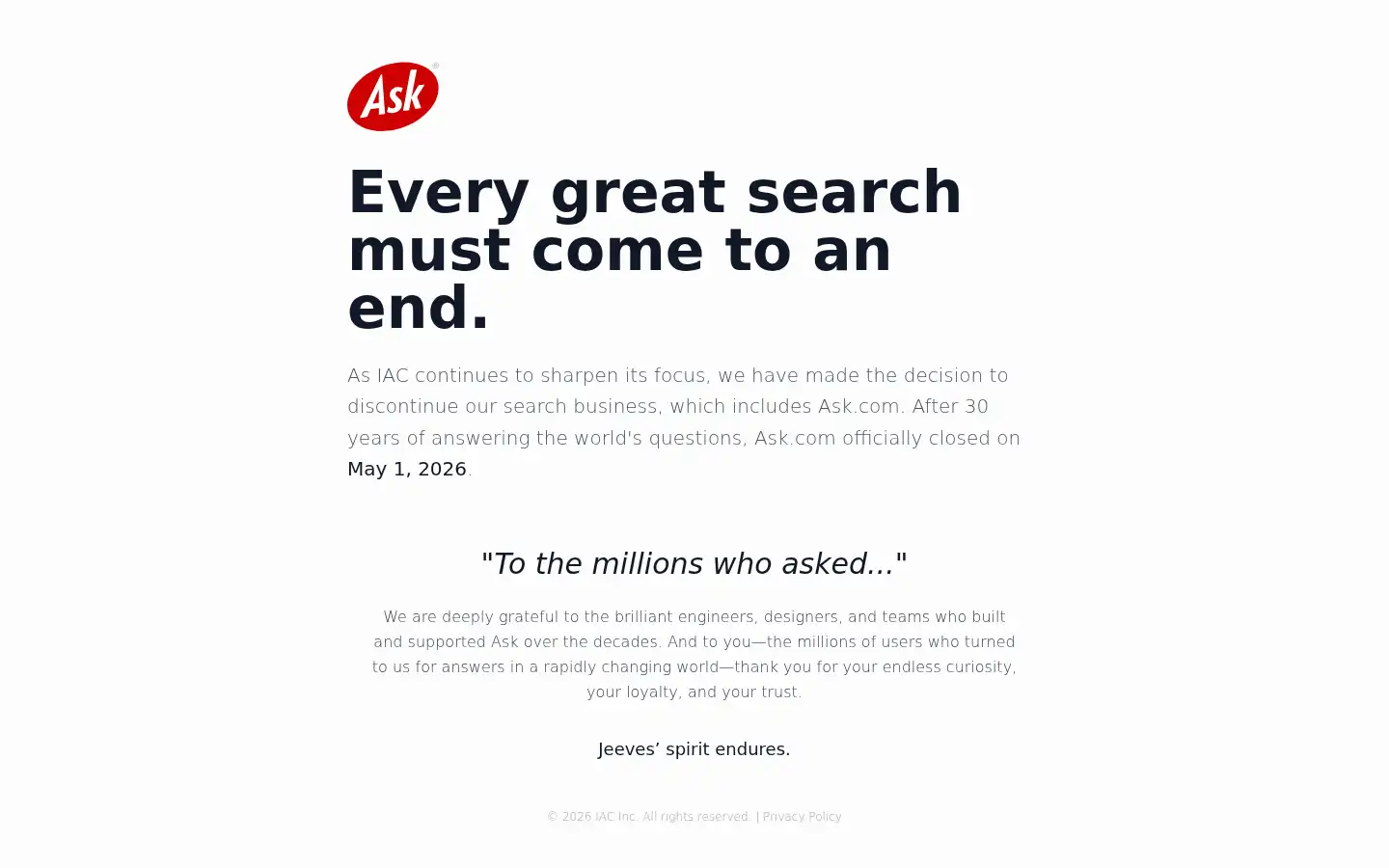 Screenshot of ask.com