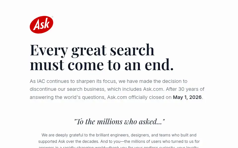 Screenshot of askjeeves.co.uk