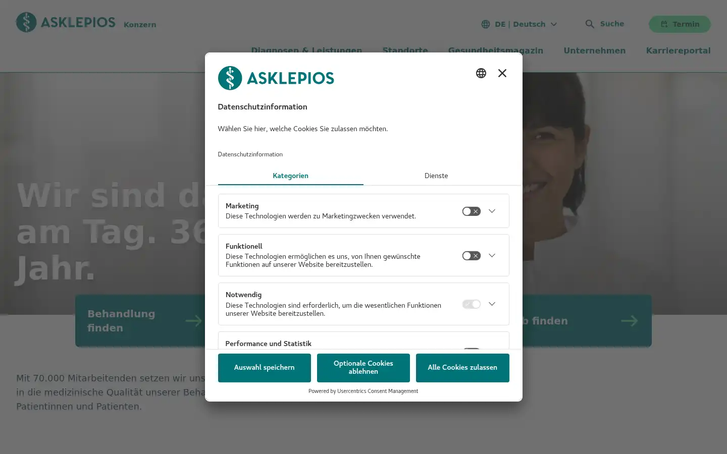 Screenshot of asklepios.com