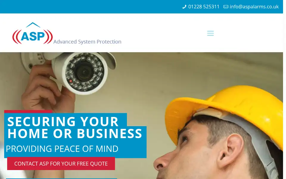 Screenshot of aspalarms.co.uk