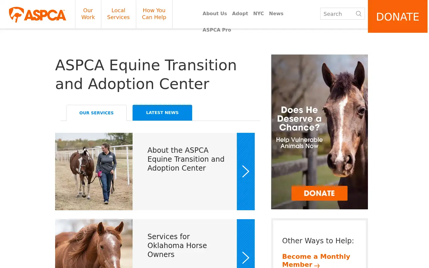 Screenshot of aspca.org