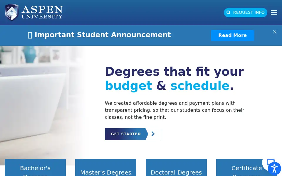 Screenshot of aspen.edu
