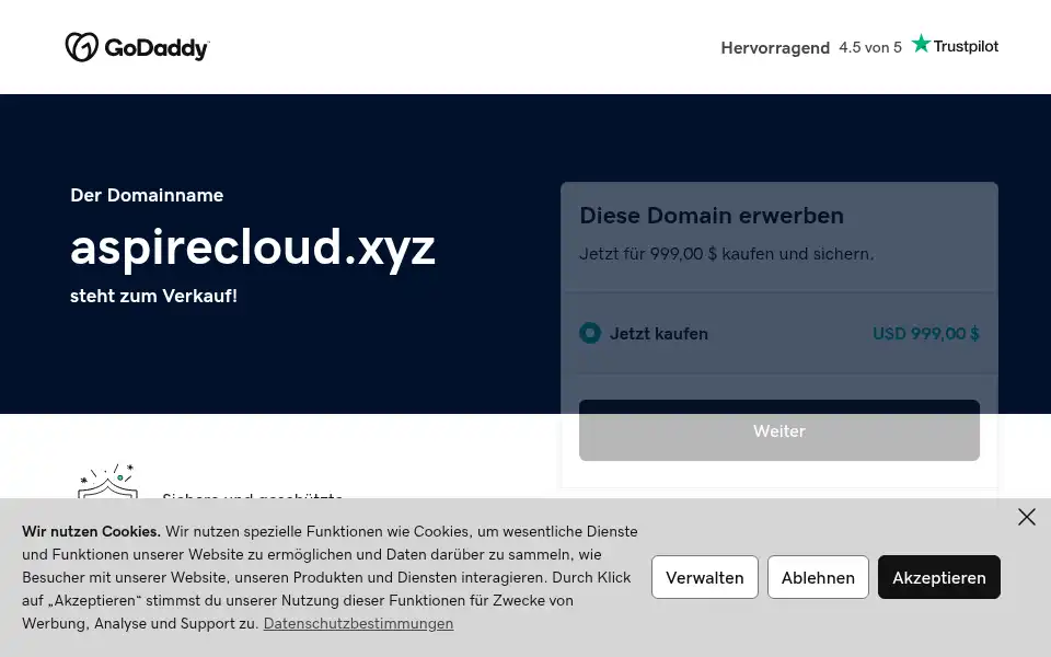 Screenshot of aspirecloud.xyz