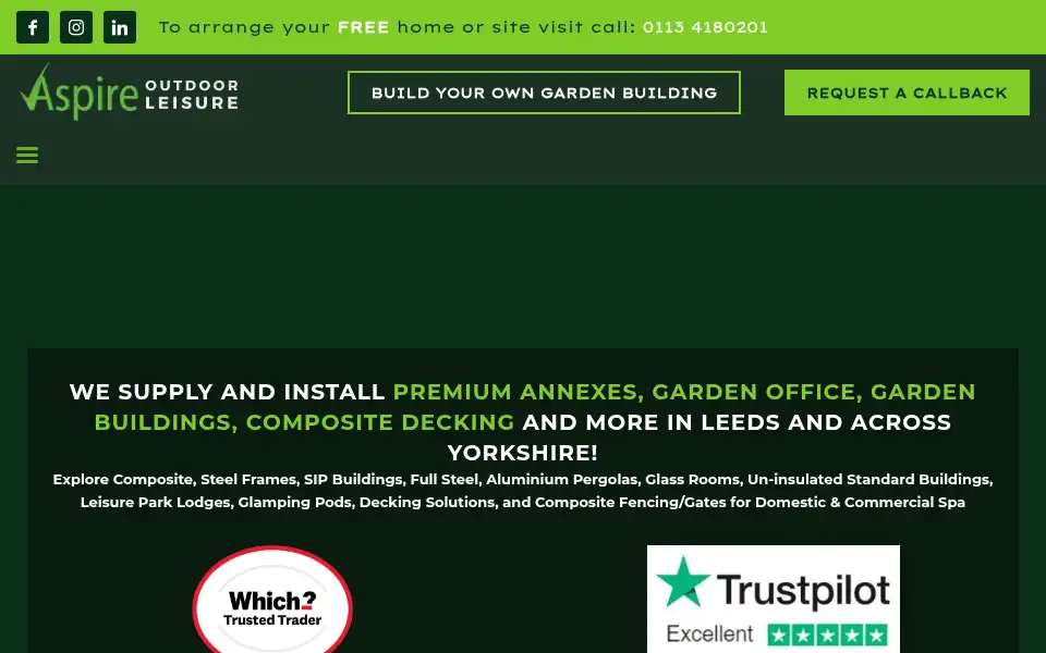 Screenshot of aspireoutdoorleisure.co.uk