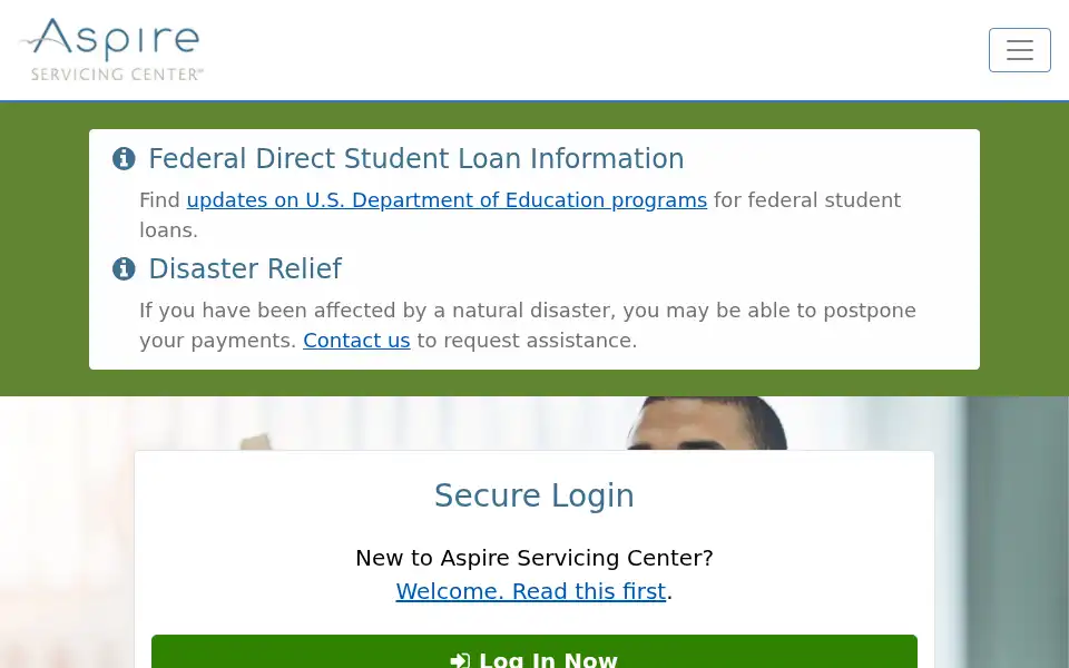 Screenshot of aspireservicingcenter.com