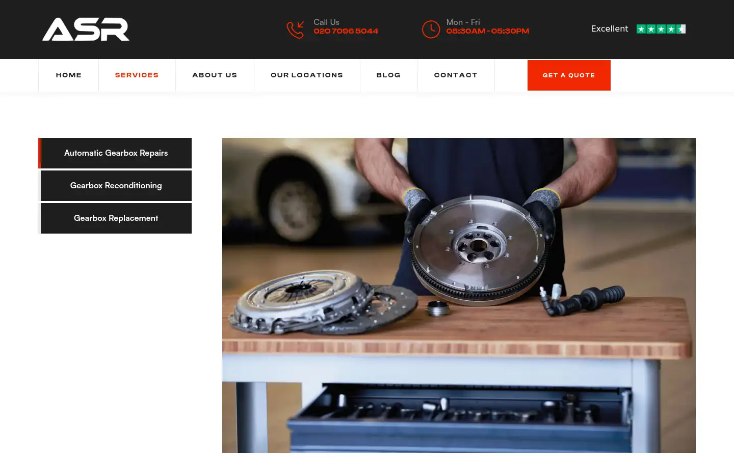 Screenshot of asrgearboxrepairs.co.uk