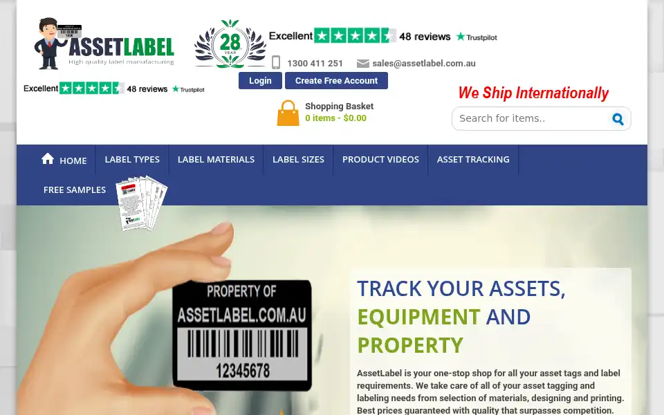 Screenshot of assetlabel.com.au