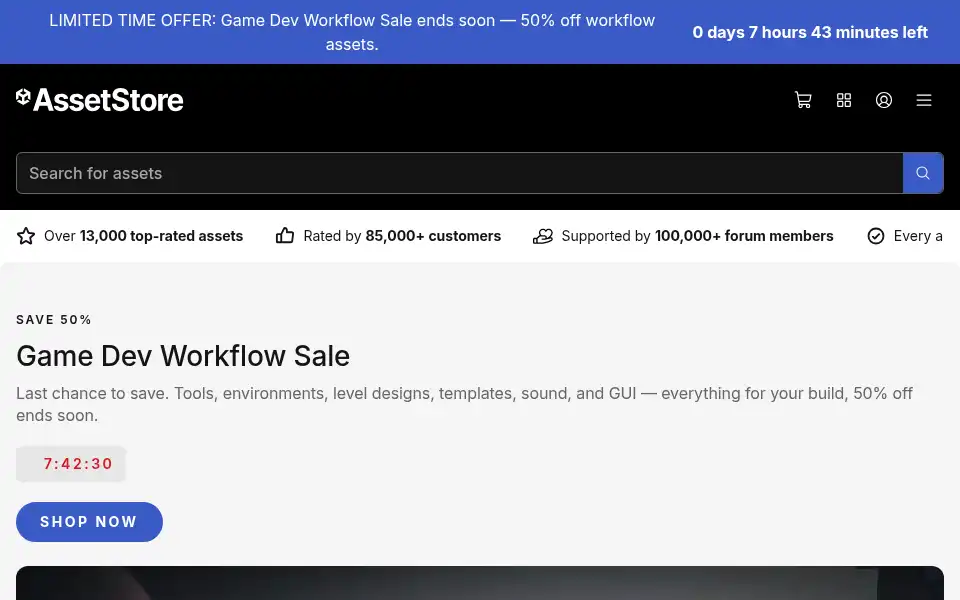 Screenshot of assetstore.unity.com