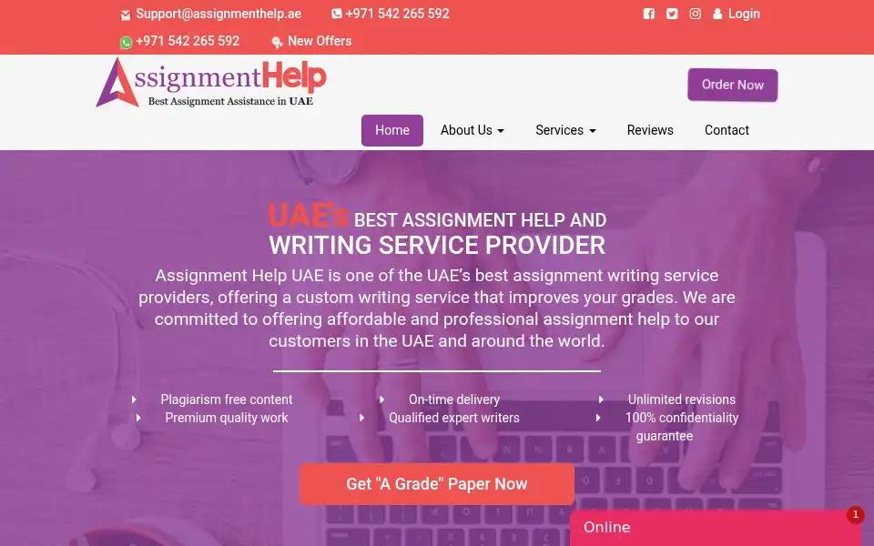 Screenshot of assignmenthelp.ae