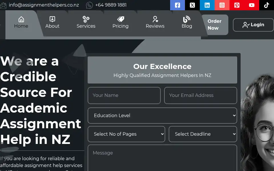 Screenshot of assignmenthelpers.co.nz