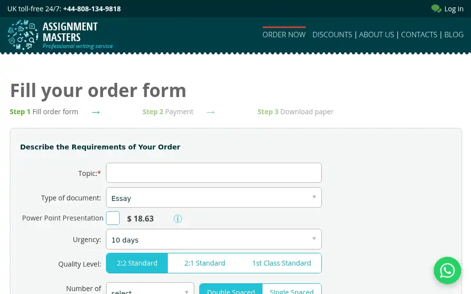 Screenshot of assignmentmasters.co.uk