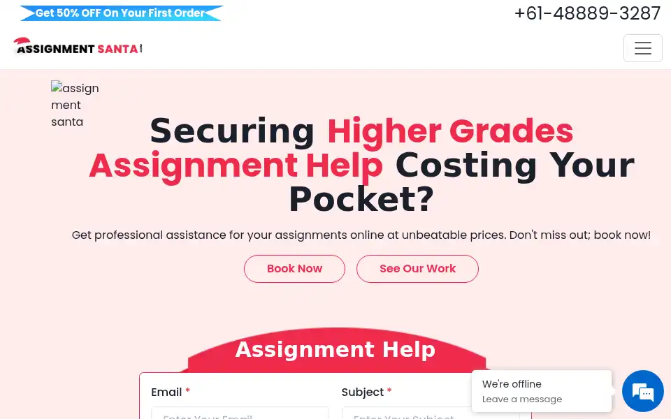Screenshot of assignmentsanta.com