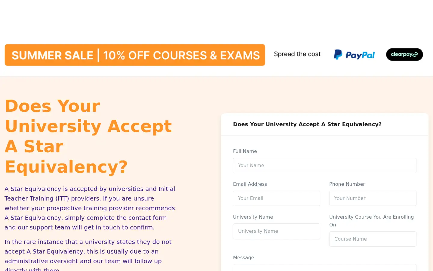 Screenshot of astarequivalency.co.uk