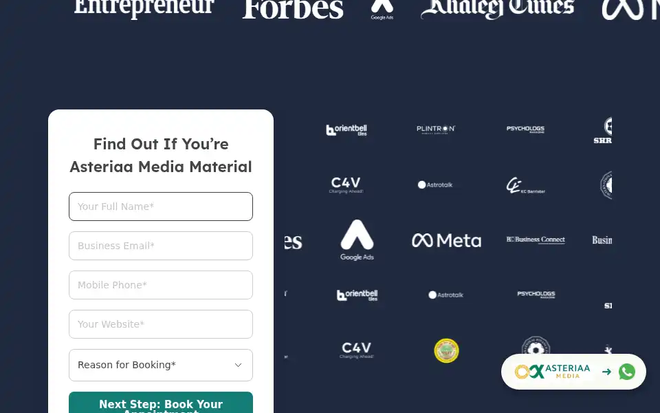 Screenshot of asteriaamedia.com