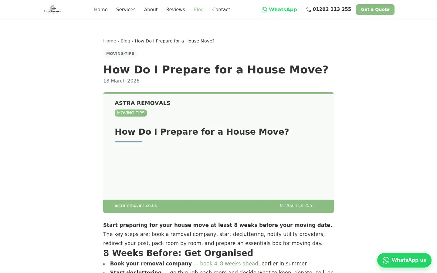 Screenshot of astraremovals.co.uk