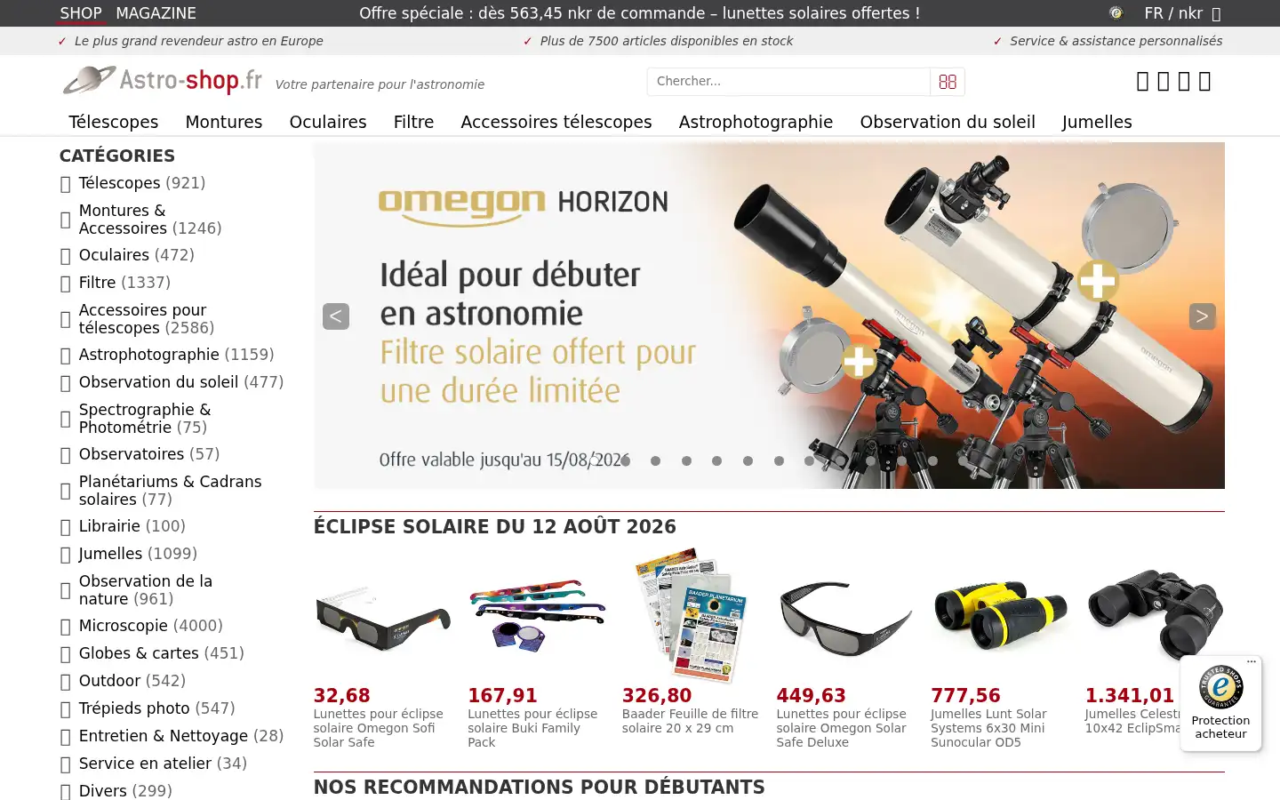 Screenshot of astro-shop.fr