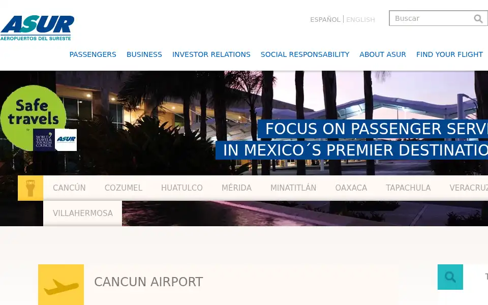 Screenshot of asur.com.mx
