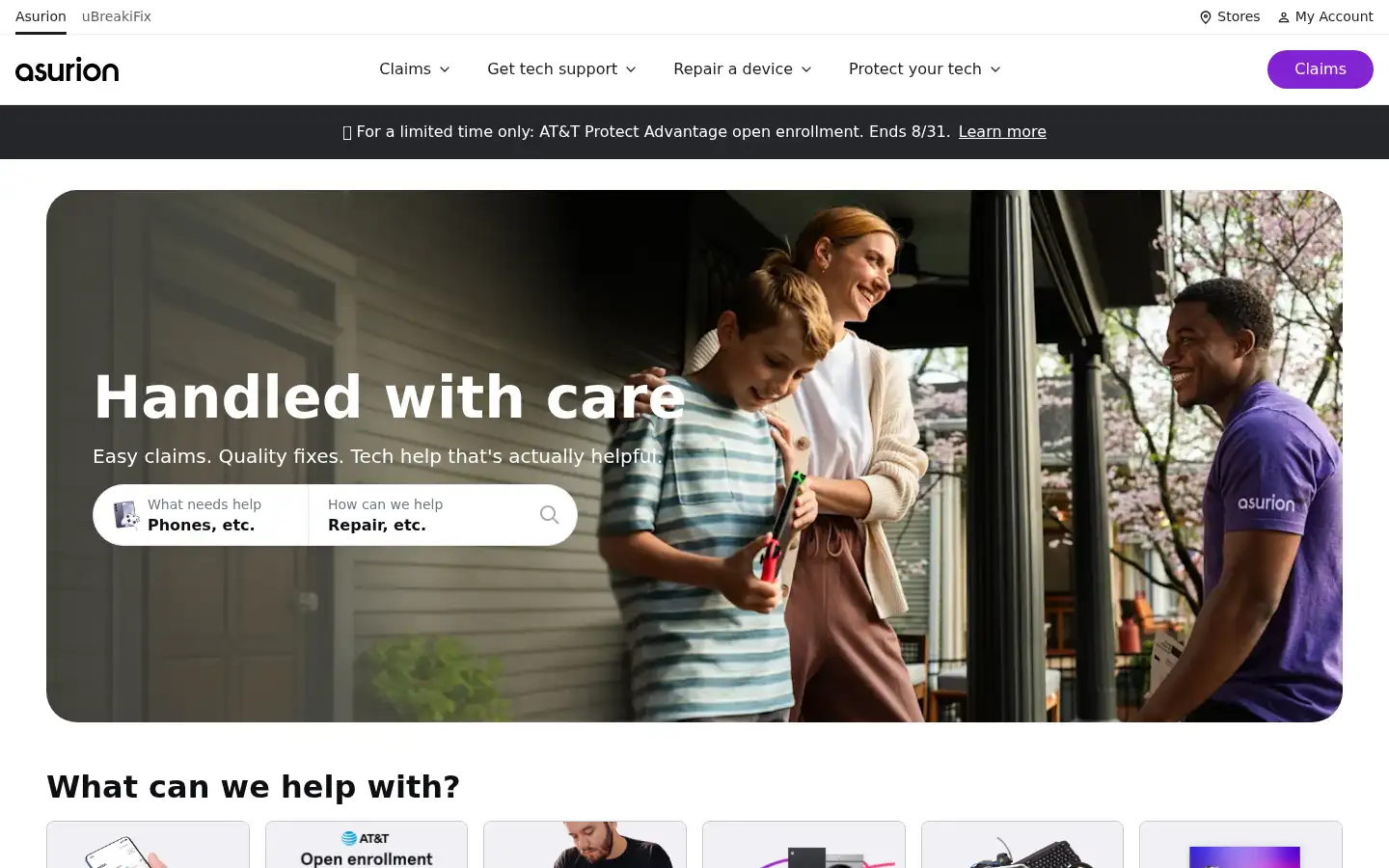 Screenshot of asurion.com