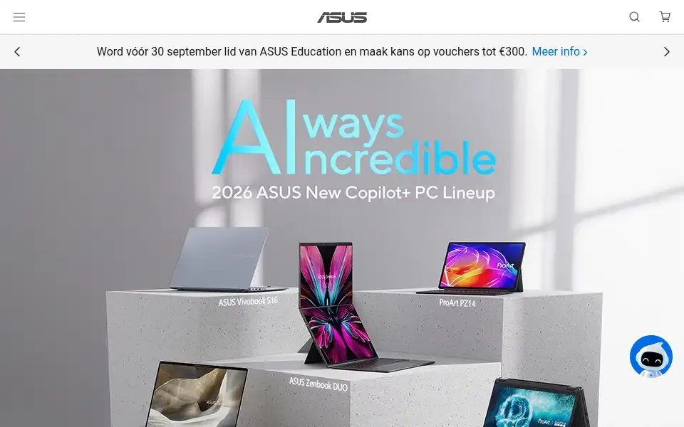 Screenshot of asus.be