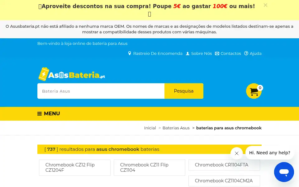 Screenshot of asusbateria.pt