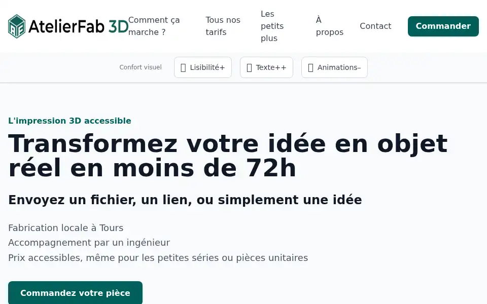 Screenshot of atelierfab3d.fr