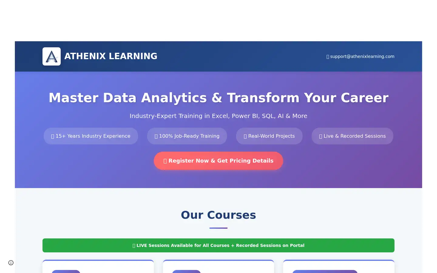 Screenshot of athenixlearning.com
