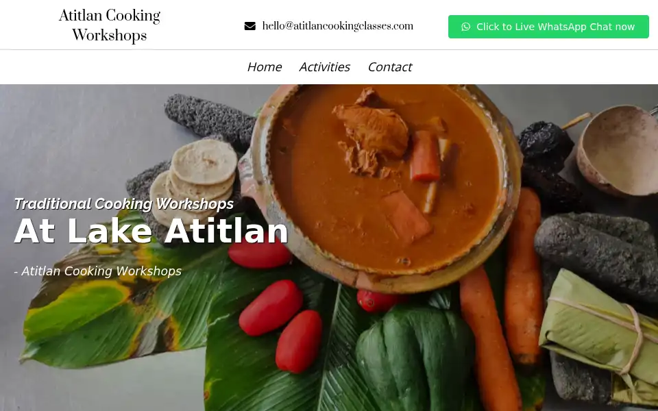 Screenshot of atitlancookingclasses.com