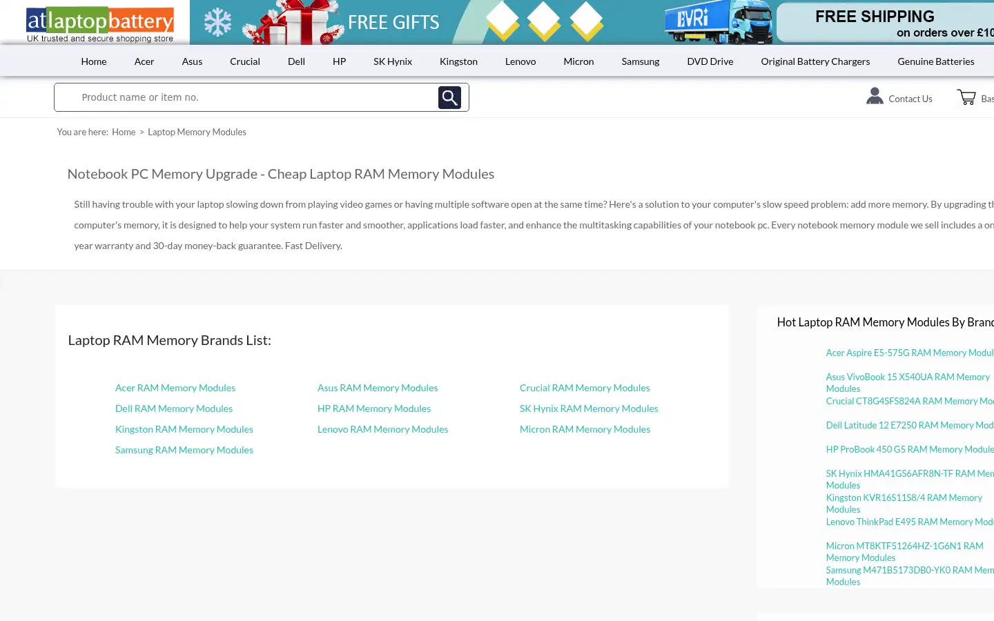 Screenshot of atlaptopbattery.co.uk