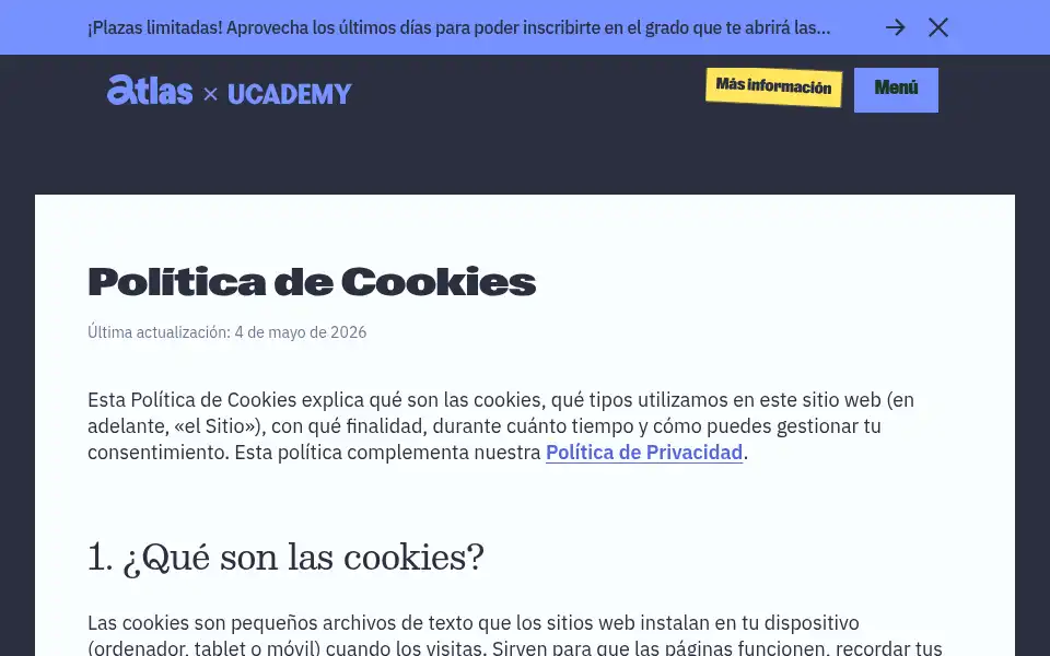 Screenshot of atlasexam.com