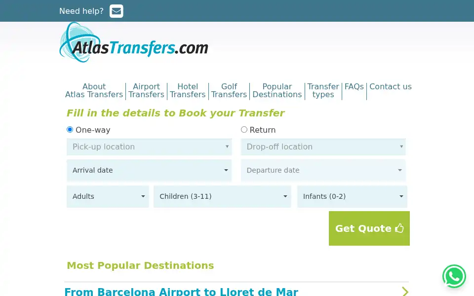 Screenshot of atlastransfers.com