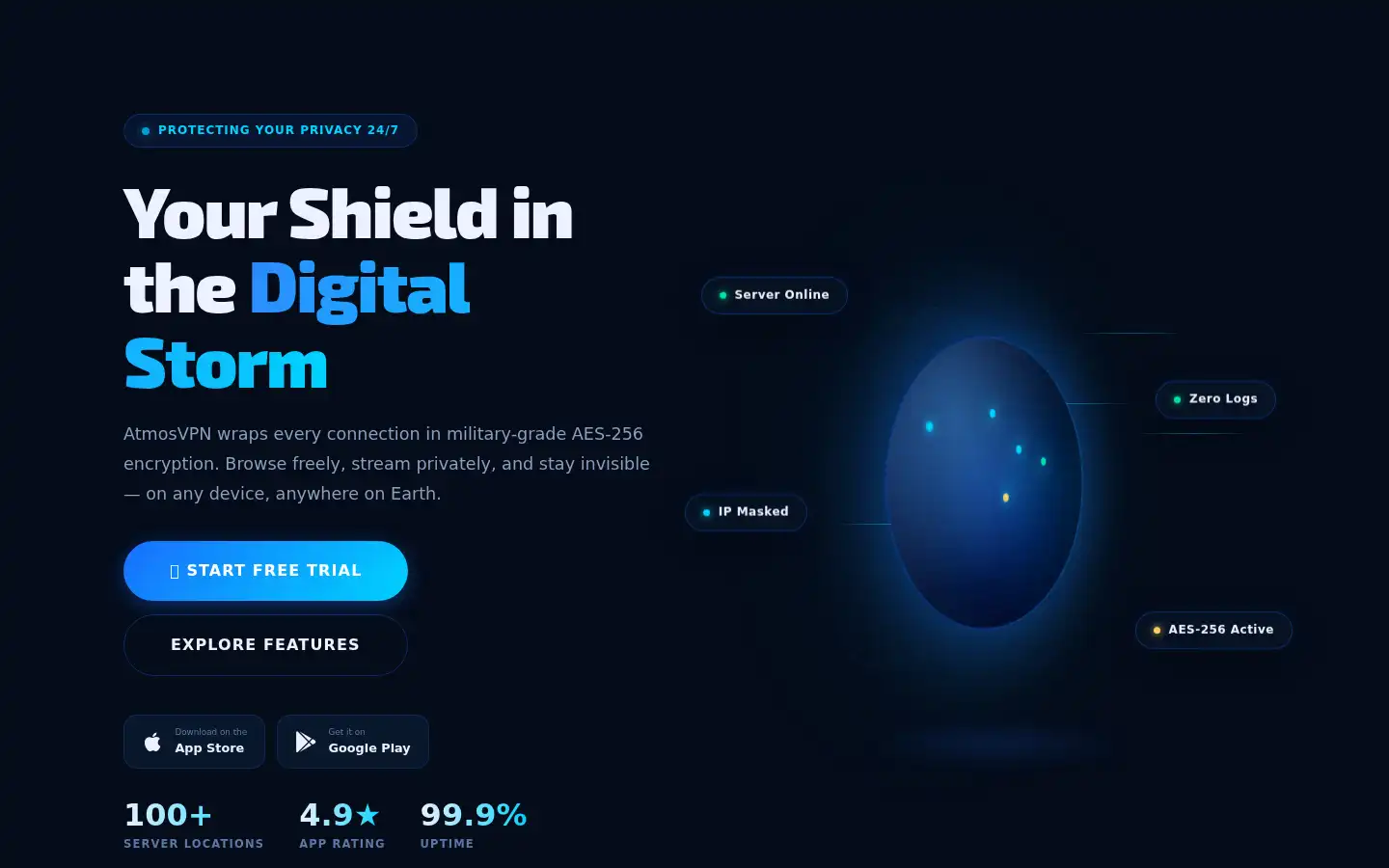 Screenshot of atmosvpn.com