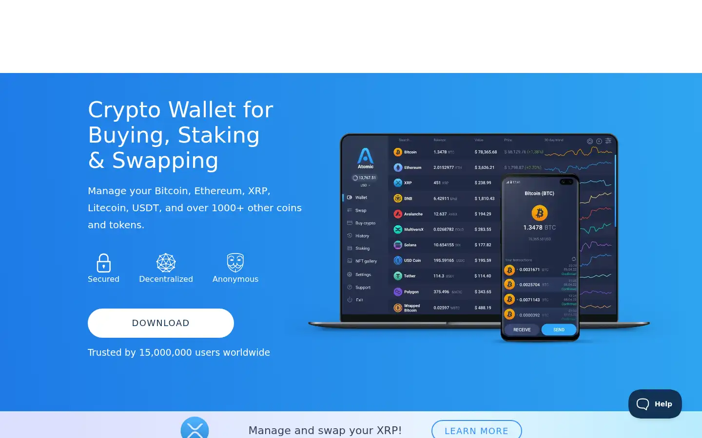 Screenshot of atomicwallet.io