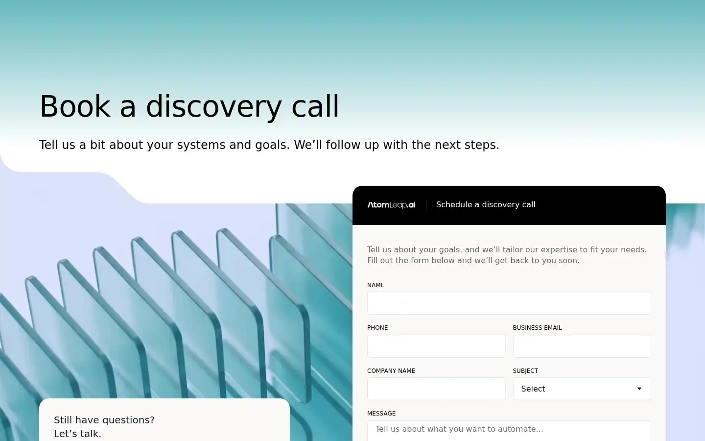 Screenshot of atomleap.ai