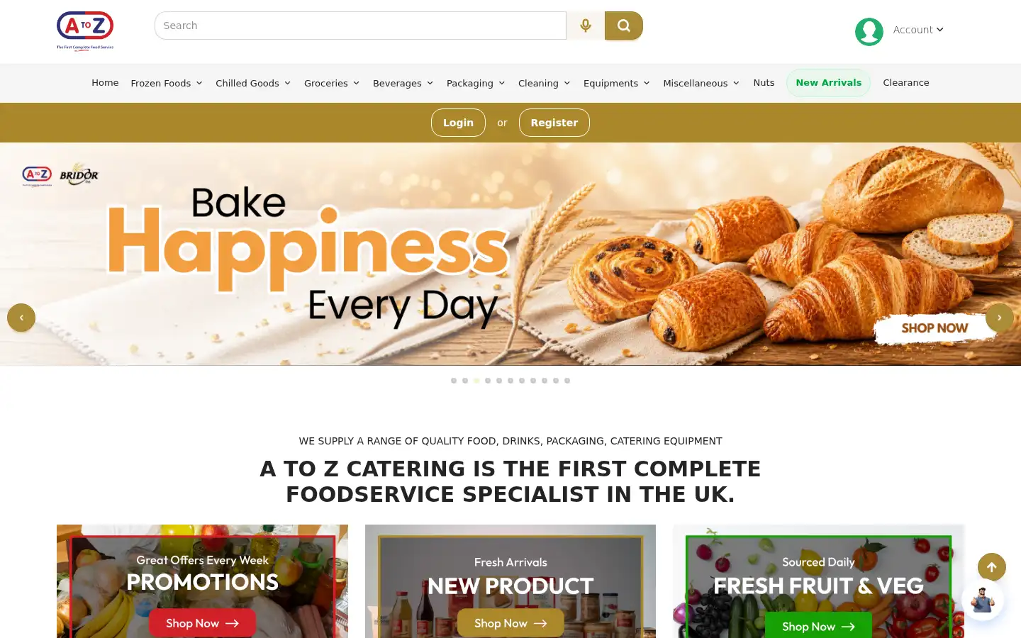 Screenshot of atoz-catering.co.uk