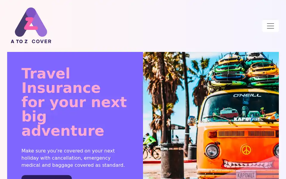 Screenshot of atozinsurance.co.uk