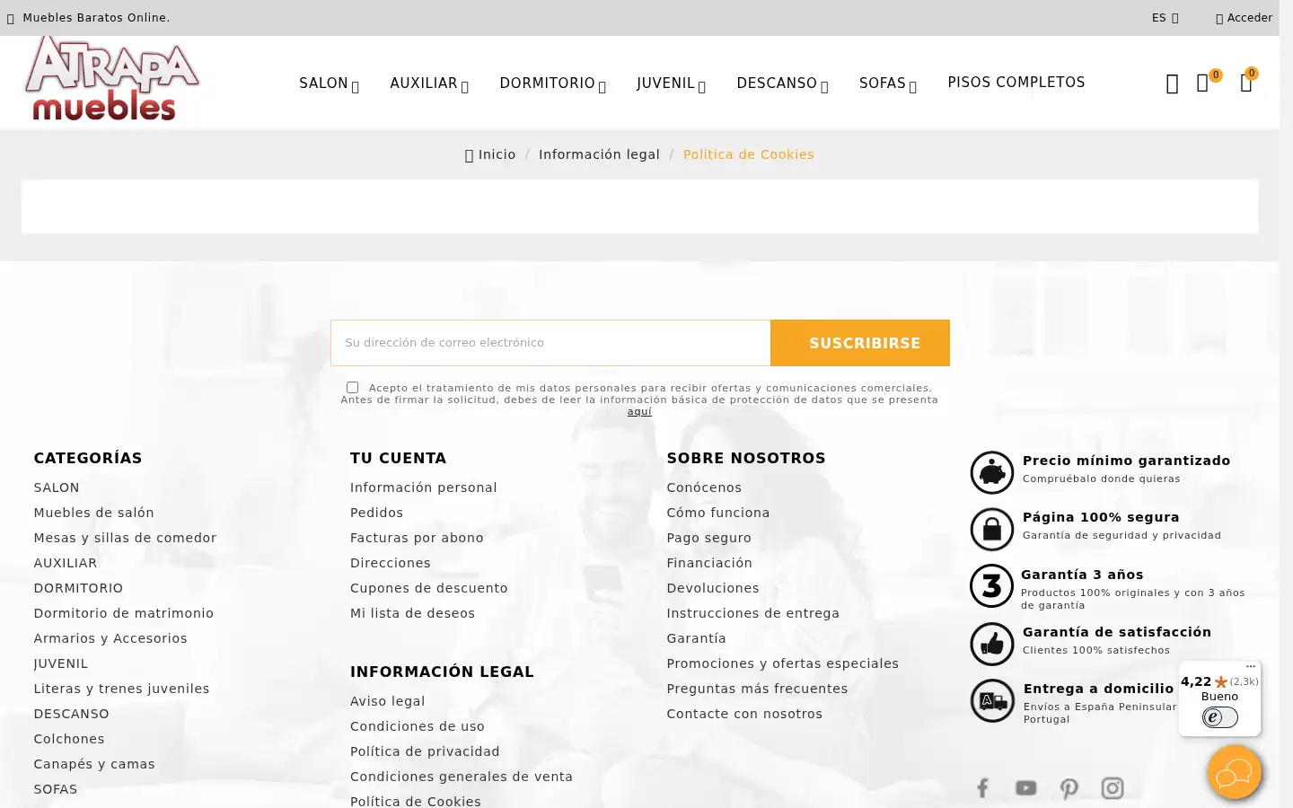 Screenshot of atrapamuebles.com