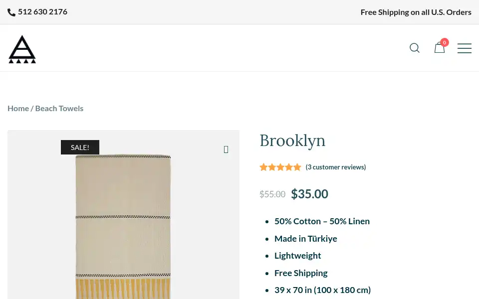 Screenshot of atribetowels.com
