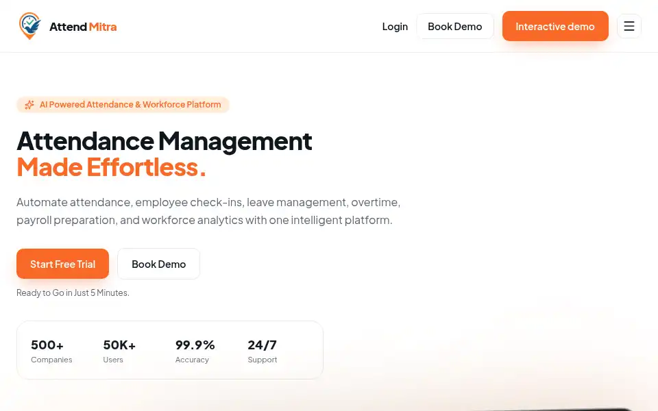 Screenshot of attendmitra.com