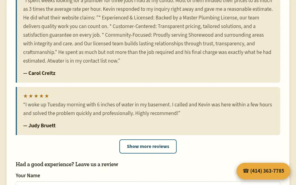Screenshot of atwaterplumbers.com