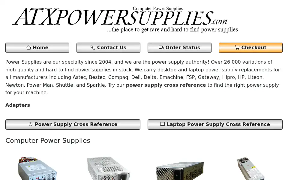 Screenshot of atxpowersupplies.com